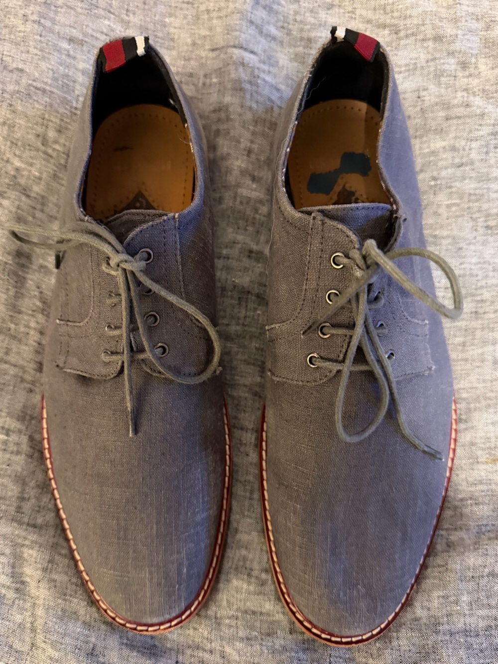 Ben Sherman Grey Canvas Birk Plain Toe Derby Oxford Shoes Men’s 9.5 GUC Preppy